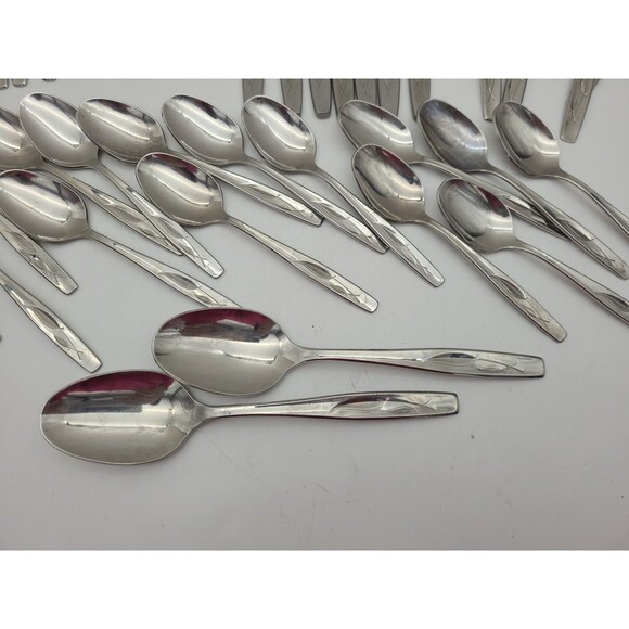 Lot 40 Pieces WHISPERING LEAVES Rogers Cutlas Stainless Steel Flatware USA - Picture 6 of 10